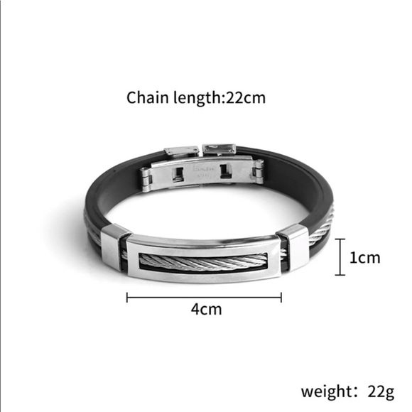 Men’s Stainless Steel Bracelet Black & Silver - Picture 3 of 8